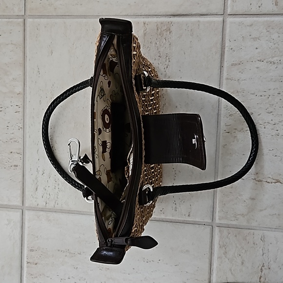 BRIGHTON Vintage Wicker and Leather Shoulder Bag Old stock NWOT - Picture 6 of 8